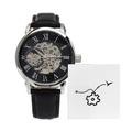 Montre ajourée avec boite en acajou personnalisée